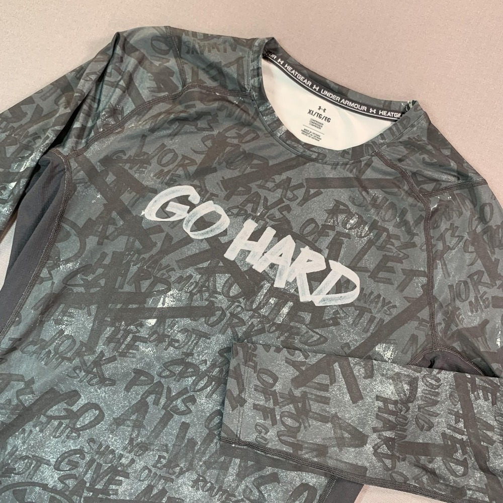 Under‎ Armour HeatGear Shirt Mens XL Black GO HARD Compression Long Sleeve